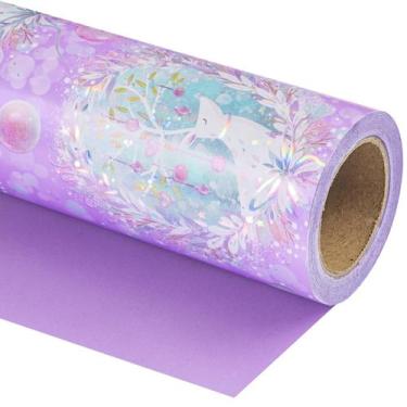Imagem de Papel de embrulho de Natal roxo reversível WRAPAHOLIC 43x10 m
