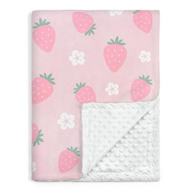 Imagem de Cobertor de bebê SANDJEST Strawberry Minky 76x102cm para meninas