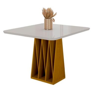 Imagem de Mesa de Jantar Orquestra 4 Lugares com Tampo de Vidro Naturale/off White