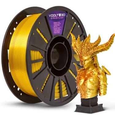 Imagem de Filamento PLA TRI Color High Speed 1kg 1,75mm Três Cores com efeito tricolor Impressora 3D FDM Voolt3D (Tri Bronze, Ouro e Prata V-Silk)