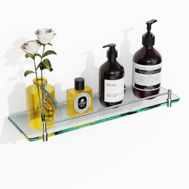 Imagem de Prateleira de banheiro de vidro KOCOK 40cm em aço inoxidável cromado