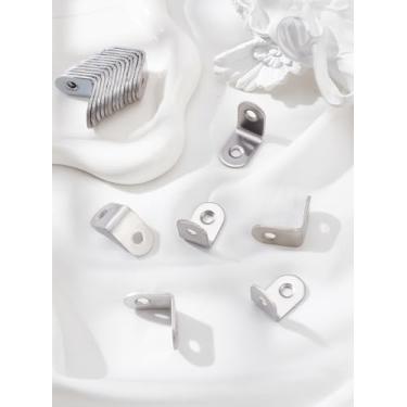 Imagem de 20 peças de suporte de canto L, suporte deslizante de aço inoxidável, suporte de ângulo reto para prateleiras, suportes de canto de metal para armário de gaveta de cadeira de móveis, 2,5 x 1,6 x 2,5