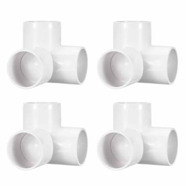 Imagem de DTGN 4 peças de encaixe de PVC de cotovelo de 3 vias, encaixe de tubo de PVC de grau de mobiliário de 3 vias, conector de cotovelo de canto DIY para móveis de construção, conexão de estrutura de