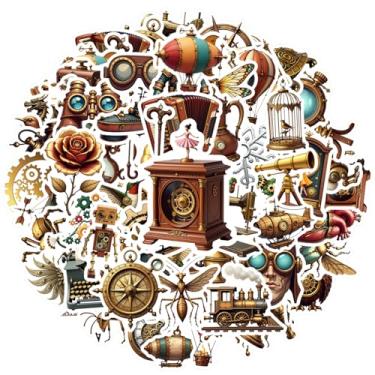 Imagem de 70 peças Steampunk Animal Vintage Mecânico Natureza Adesivos de Brinquedo Steampunk Decalques Caprichosos Papelaria Adesivos para Notebook Bagagem Celular Copo Guitarra Laptop Capacete Skate