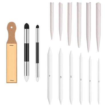 Imagem de Qianyu 15 peças de tocos de mistura para desenhar, tortilhões, liquidificadores de arte de papel, reutilizáveis, canetas de esponja, lixa, apontador de lápis para artistas, esboços de carvão