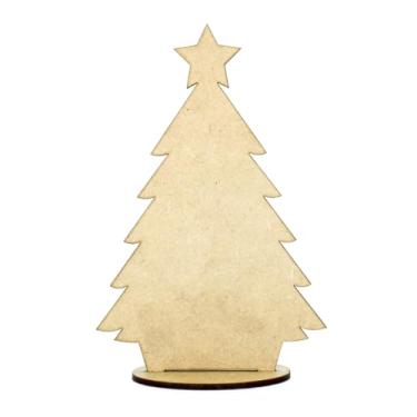 Imagem de Kit 10 Árvores de Natal MDF 3mm com Estrela Corte a Laser para Decoração Natalina