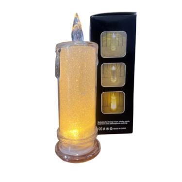 Imagem de Vela artificial brilhosa luminosa 17cm Decoração natal natalina mesa posta pilha