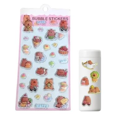 Imagem de Adesivos 3D | Decorações de decalques de capivara de desenho animado - Adesivos fofos de bolha, para laptops, capa de telefone, festa, aniversário, sala de aula, prêmios, scrapbook, artesanato, arte