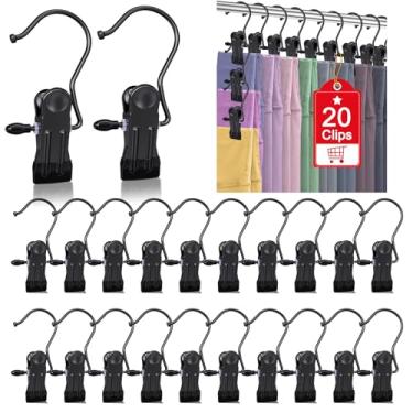 Imagem de 20 ganchos de botas para armário, organizador de legging resistente para armário pendurar calças cabides com clipes de roupas, alfinetes, ganchos de lavanderia, sutiã, toalha, meias, chapéus, botas