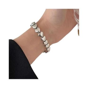 Imagem de Pulseira Geométrica De Estrela E Coração Em Prata Esterlina 925 Com Pé