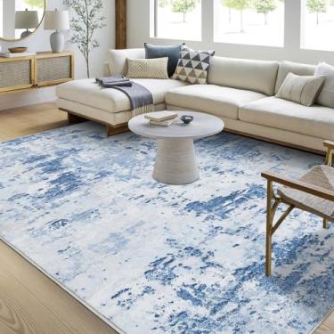 Imagem de GarveeHome Tapetes de área 12 x 18 cm, moderno, abstrato, de lã sintética, ultramacio, com detalhe de pelo baixo, resistente a manchas, lavável na máquina, tapetes para quarto com suporte