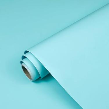 Imagem de XiaoDeYouth Papel de contato azul-petróleo 39.9 cm x 1,198.9 cm moderno cor sólida azul-petróleo papel de parede autoadesivo impermeável rolo de vinil decorativo removível para armários de quarto mesa