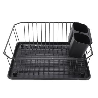 Imagem de GLOGLOW Prateleira para Bancada de Cozinha, Rack de Secagem de Pratos, 12,2 X 14,2 Polegadas, Metal ABS de Ferro para Pratos, Tigelas, Colheres e Garfos (Preto)