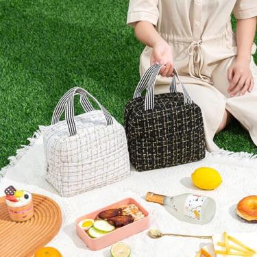 Imagem de 1 peça, lancheira térmica de grande capacidade, lancheira fofa reutilizável com zíper, lancheira térmica pequena para trabalho, viagem, piquenique