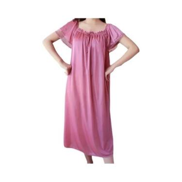 Imagem de Camisola De Noite Em Renda De Seda Gelada plus Size Com Decote Em V, P