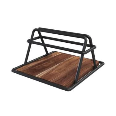 Imagem de Porta Guardanapo Madeira Teca Resistente Firmato Aço Preto - Stolf