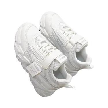 Imagem de Tênis Infantil Rosa E Branco Em Malha PU Casual Antiderrapante Para Me