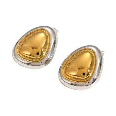 Imagem de Conjunto De Brincos Geométricos Femininos Em Ouro, Prata E Aço Titânio