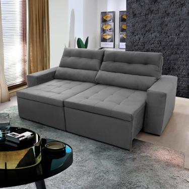Imagem de Sofá Retrátil Reclinável Arizona 2,30m Suede Velut Cinza - King House