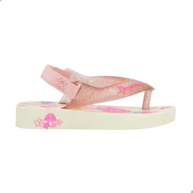 Imagem de Chinelo Infantil Bebê de Menina Ipanema Bege Glitter Rosa