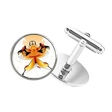 Imagem de DIYthinker Abotoaduras com botão redondo e padrão de pipa de cultura tradicional chinesa