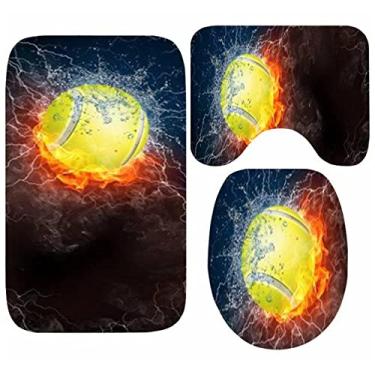 Imagem de Futebol, basquete, tênis, esportes, banheiro, fogo, água, salpicos, futebol, conjunto, tapete de banho, tapete higiênico, carpete, chuveiro, tênis, 45x75 cm 3 peças