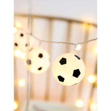 Imagem de Varal 10 Bolas De Futebol Cordão Decorativo Luminária De Led - Loja Co