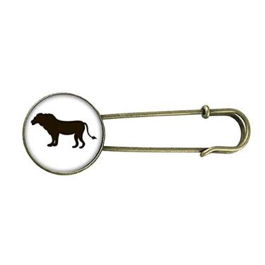 Imagem de Broche de metal retrô preto leão animal