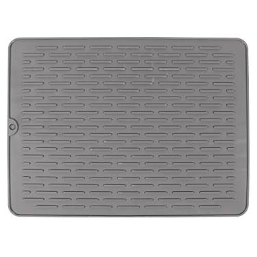 Imagem de Tapete de SIlicone Multiuso Escorredor de Louça Drenagem Porta Prato Copo Antiderrapante Descanso Resistente a Calor 20x30cm (Cinza)
