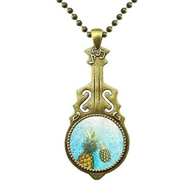 Imagem de DIYthinker PineFruit Colar com pingente de música de guitarra antiga com imagem de frutas vermelhas