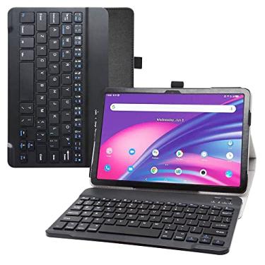Imagem de Bige Capa para teclado TCL Tab 10 5G, capa de couro PU com teclado Romovable para tablets TCL Tab 10 5G TCL-9183W de 10,1 polegadas (não serve para TCL Tab Pro 5G TCL-9198S), preta