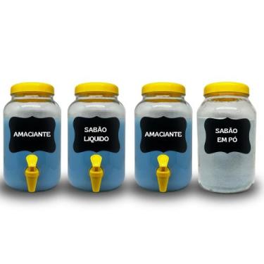 Imagem de 4 Recipientes Para Sabão em pó, Amaciante, Alvejante e sabão liquido -
