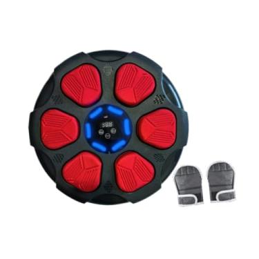 Imagem de Colaxi Máquina de boxe de música treinador de boxe foco treinamento saco de areia ajustável eletrônico boxe alvo almofada de perfuração para exercício, Vermelho Preto Tem Luvas