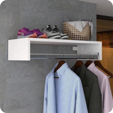 Imagem de Kit 3 Cabideiros de Parede Arara Porta Roupas Quarto Closet Branco - Straub Web