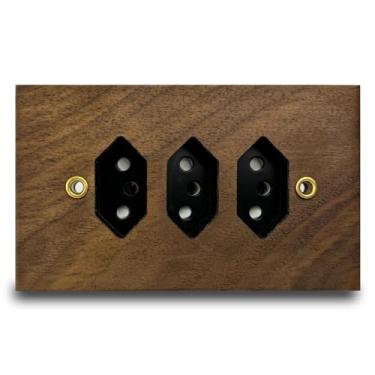 Imagem de Painel de interruptor de tomada de parede americano antigo de madeira maciça pura vintage 15A interruptor de luz de parede 118 mm x 75 mm (soquete Brasil)
