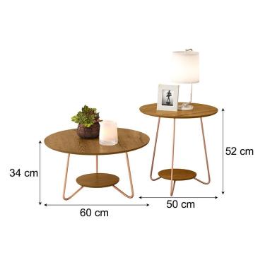 Imagem de Conjunto Sala Mesa Centro E Apoio Liz Pés De Ferro Freijo