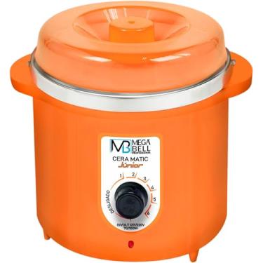 Imagem de Mega Bell, Panela aquecedora de cera para depilação, Termocera, Cera-Matic Júnior, Com refil, Bivolt, 400g, Tampa rosa com a base branca