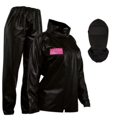 Imagem de Capa de Chuva Feminina Delta PVC Motociclista e Balaclava, EG, Vermelh