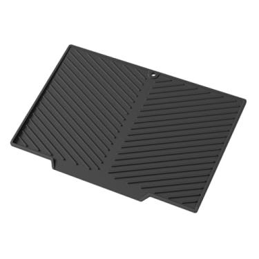 Imagem de Tapete de secagem de louça, tapete de secagem de pratos de silicone para balcão de cozinha, sem silp, resistente ao calor, dreno seguro para lava-louças com dreno embutido (37 x 26 cm, preto)