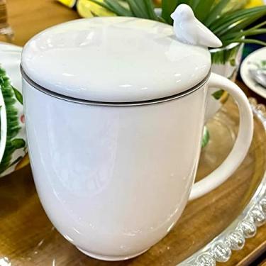 Imagem de WOLFF - Caneca de Porcelana com Infusor e Tampa Birds Branco 350ml
