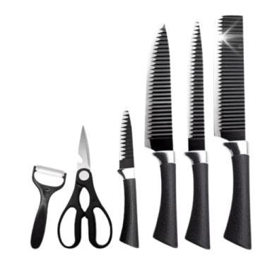 Imagem de Kit Tábua Premuim Com Kit 6 Pecas De Facas De Corte Antibacteriana À Prova De Mofo 30cm Com Suporte Em Pé Para Cozinha(FACA preto)