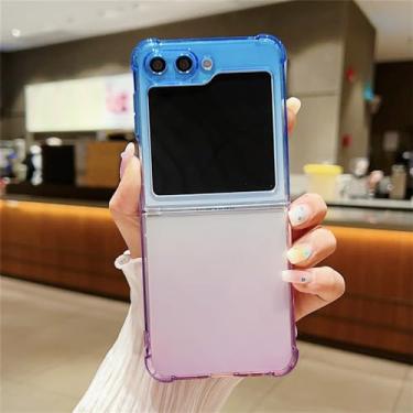 Imagem de Para samsung z flip 5 gradiente acrílico caso de telefone para samsung galaxy zflip4 3 z flip 4 3 airbag capa híbrida, azul roxo, para samsung z flip 4