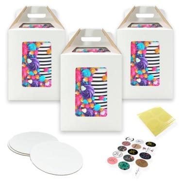 Imagem de Tri-Handle Tall Cake Boxes With Handle in 2 Sizes / 10 Pack, 10x10x12 and 12x12x14 Inch Disposable Bakery Boxes Cake Caddy Carrier Container Ideal For Large 12" and 14" Inch Tall Layer Tiered Cakes