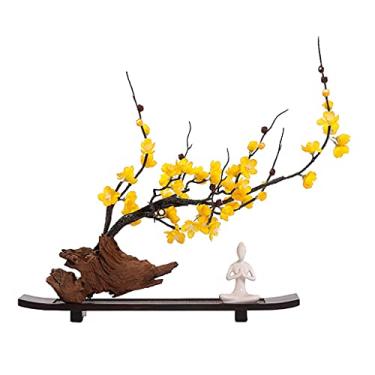 Imagem de Árvores artificiais, plantas, planta artificial, flor, simulação, base de madeira, figura de cerâmica zen, árvore artificial, bonsai, decoração para sala de estar e escritório Pla artificial