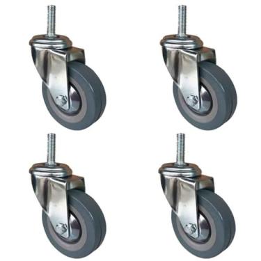 Imagem de Rodas giratórias industriais de 7 cm com freio - Substituição de rodízio de poliuretano resistente para bancada de trabalho, carrinhos de carrinho, haste M10/12, mobilidade de 360 graus
