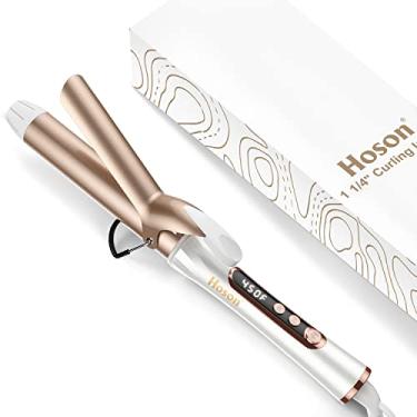 Imagem de Modelador de cachos de 3,8 cm, modelador de cachos de dupla tensão até 232 °C, varinha de cachos Professiona Turmalina de cerâmica (ouro champanhe)