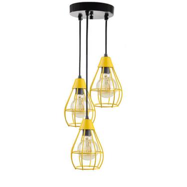 Imagem de Lustre Com 3 Pendentes Aramados Gota - Amarelo