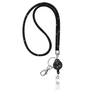 Imagem de Cordão para cartão de identificação, suporte de cartão de identificação de cristal SAVORI de 83 cm com alça - preto, 1 pacote