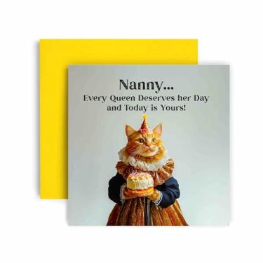 Imagem de Huxters Cartão engraçado Nanny Happy Birthday - Every Queen Cat Merves Her Day Gift Card for Her Card for Nanny - 14,8 cm (babá)