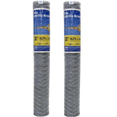 Imagem de Tela Galinheiro Metálica Fio 22 1,5m 50 Metros Kit 2 Telas